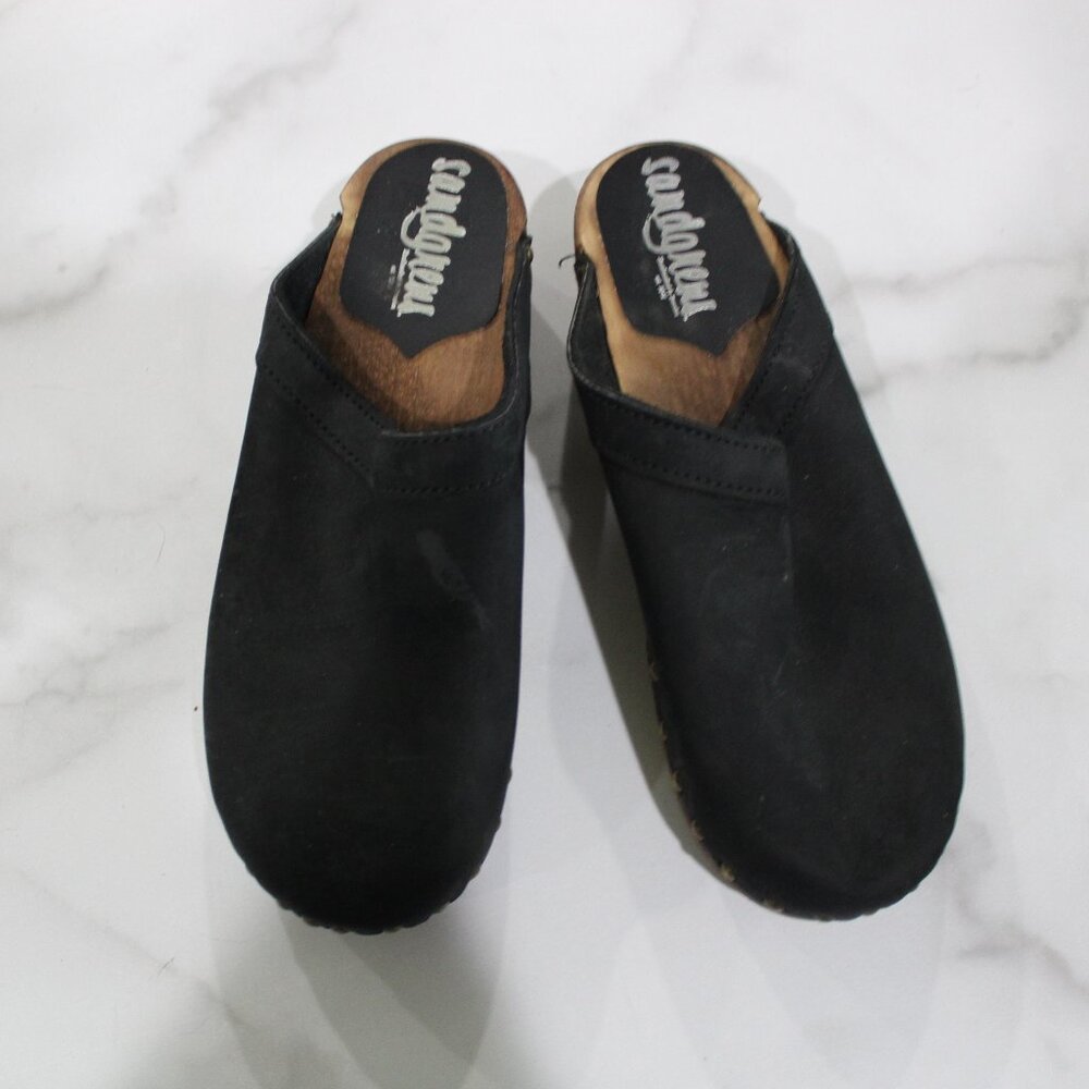 Sandgrens Black Leather Studded Clogs sz 37